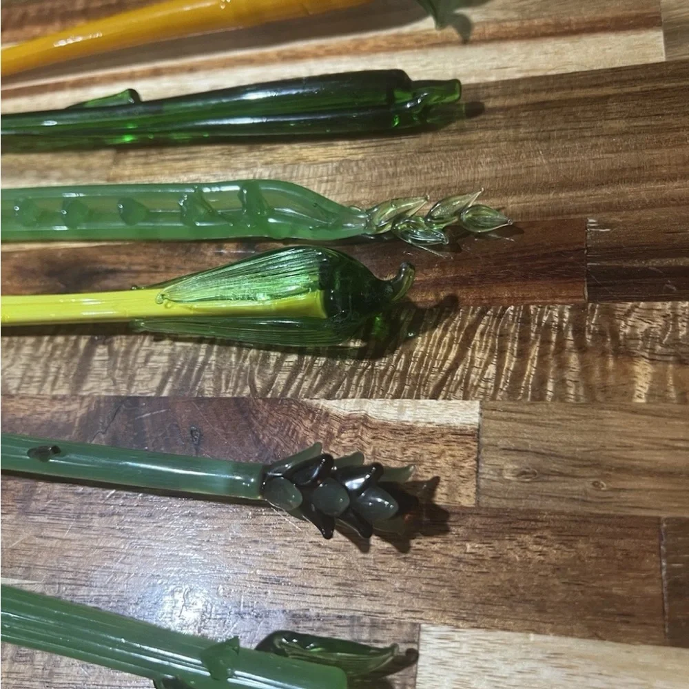6 Vintage Crate & Barrel Bloody Mary Vegetables glass swizzle sticks Stirs Bar
